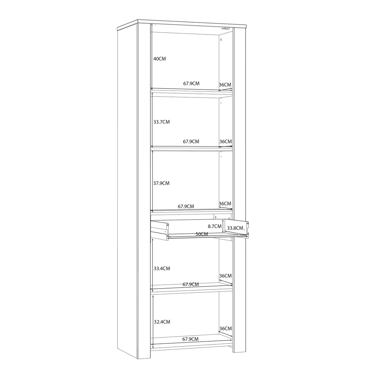 Bohol Narrow Display Cabinet Inkl. 2 x Lighting in Riviera Oak/Navy