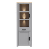 Bohol Narrow Display Cabinet Inkl. 2 x Lighting in Riviera Oak/Grey Oak