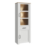 Bohol Narrow Display Cabinet Inkl. 2 x Lighting in Riviera Oak/White