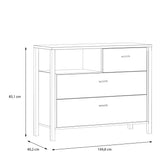 High Rock Chest of 3 Drawers in Matt Black/Riviera Oak