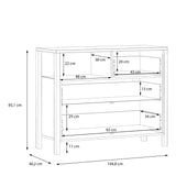 High Rock Chest of 3 Drawers in Matt Black/Riviera Oak
