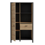 High Rock Wide Shelf Unit in Matt Black/Riviera Oak
