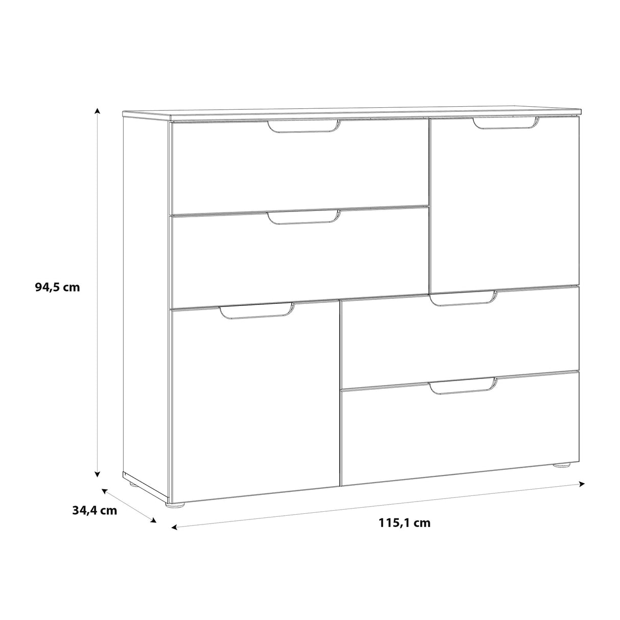 Sienna Abstract Chest of Drawers in White Gloss