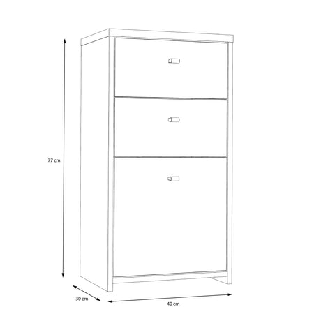 Best Chest Storage Cabinet 2 Drawers 1 Door in Concrete Optic Dark Grey/Old - Wood Vintage