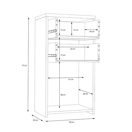 Best Chest Storage Cabinet 2 Drawers 1 Door in Concrete Optic Dark Grey/Old - Wood Vintage
