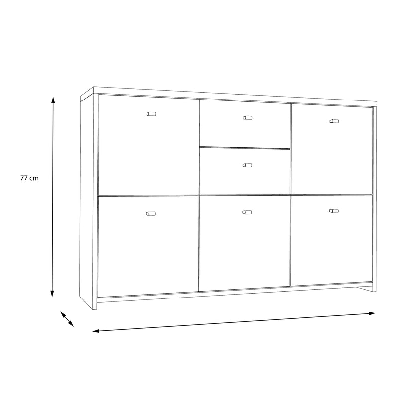 Best Chest Storage Cabinet with 2 Drawers and 5 Doors in Concrete Optic Dark Grey/Old - Wood Vintage