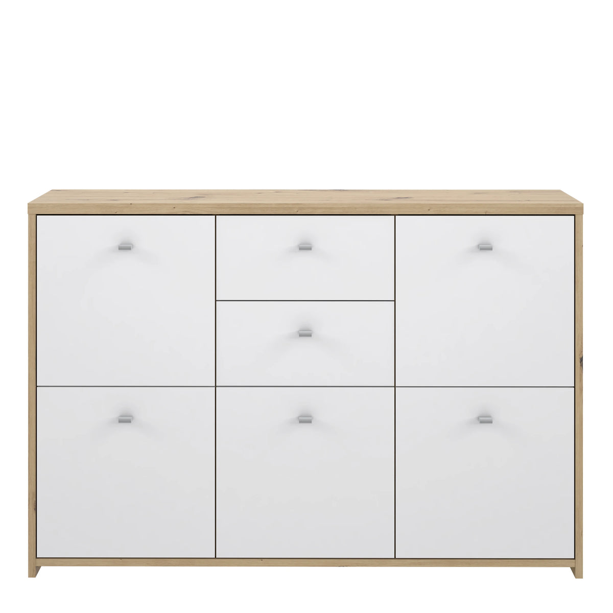 Best Chest Storage Cabinet with 2 Drawers and 5 Doors in Artisan Oak/White