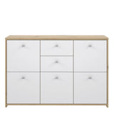 Best Chest Storage Cabinet with 2 Drawers and 5 Doors in Artisan Oak/White