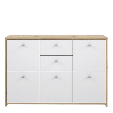 Best Chest Storage Cabinet with 2 Drawers and 5 Doors in Artisan Oak/White