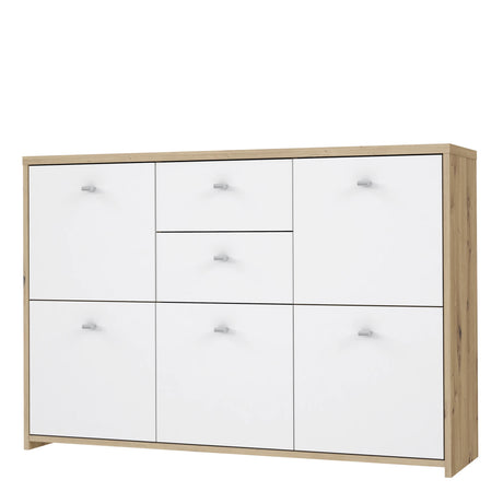 Best Chest Storage Cabinet with 2 Drawers and 5 Doors in Artisan Oak/White