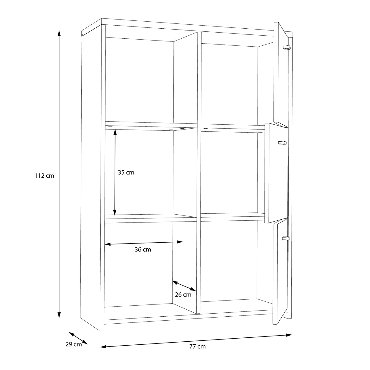 Best Chest Storage Cabinet with 6 Doors in Concrete Optic Dark Grey/Old - Wood Vintage