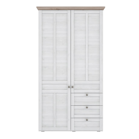Illoppa 2 Door Wardrobe in Snowy Oak/Oak Nelson