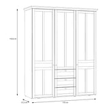 Iloppa 3 Door Wardrobe in Snowy Oak/Oak Nelson