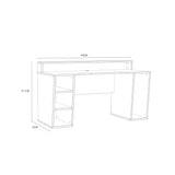 Tezaur Black Gaming Desk with White Trim and Colour Changing LED