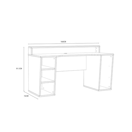 Tezaur Black Gaming Desk with White Trim and Colour Changing LED