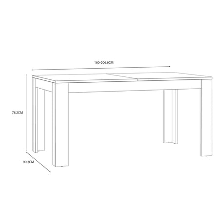 Bohol Extending Dining Table 160-207cm in Grey/Riviera Oak