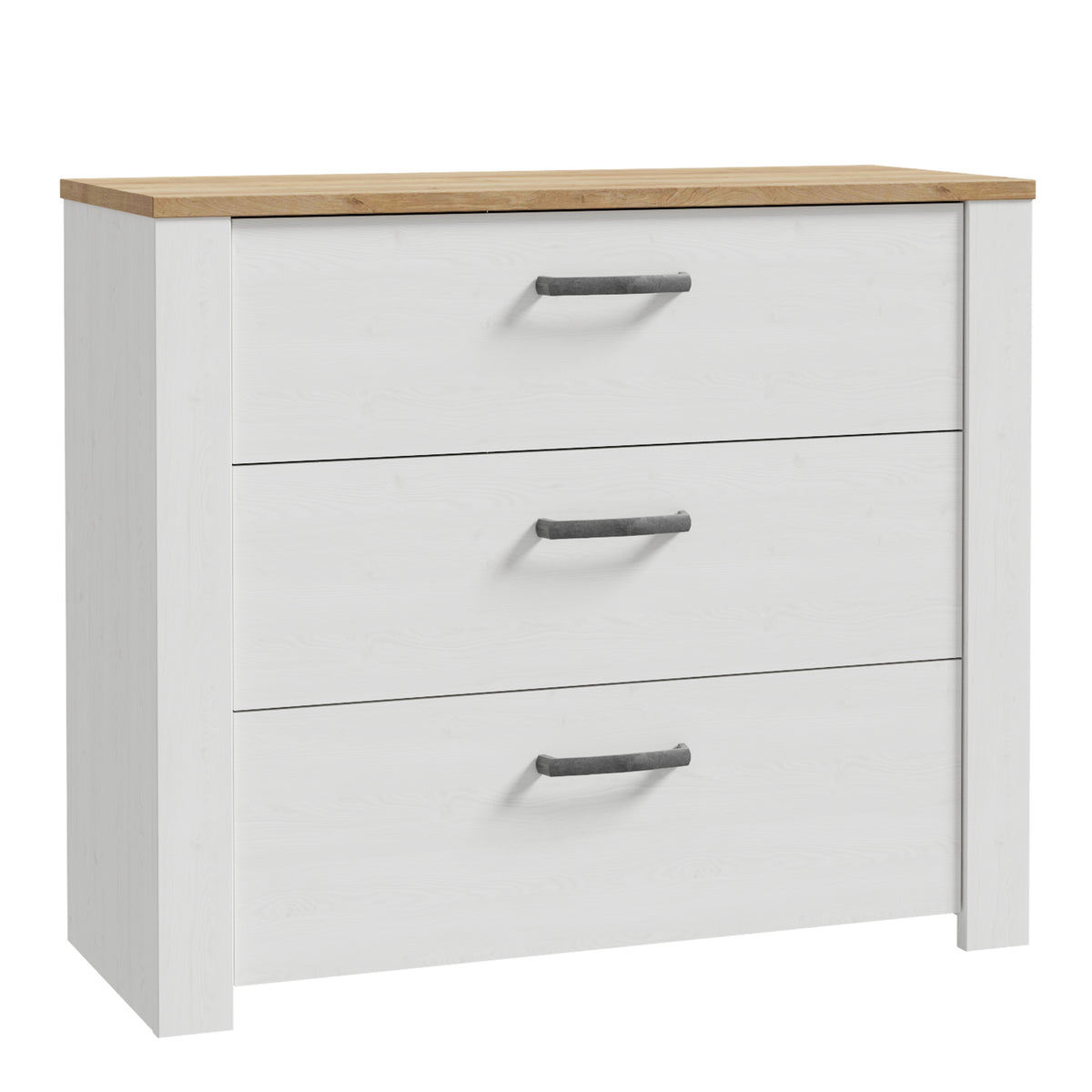 Bohol 3 Drawer Chest in White/Riviera Oak