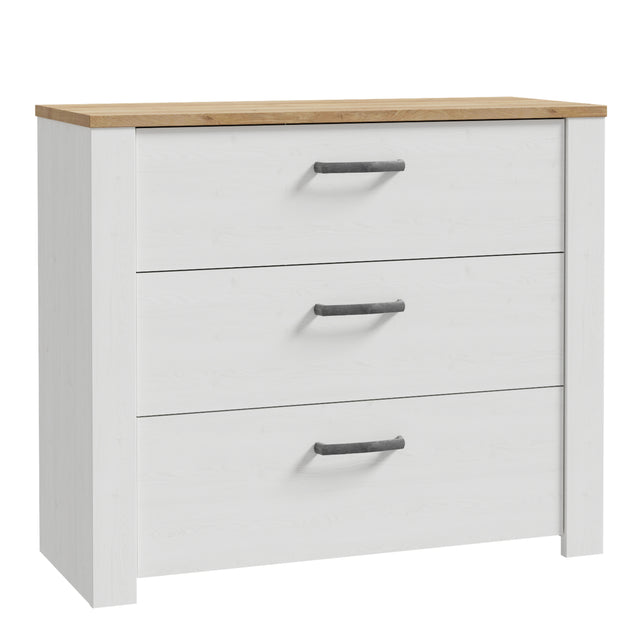 Bohol 3 Drawer Chest in White/Riviera Oak