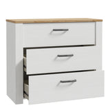 Bohol 3 Drawer Chest in White/Riviera Oak