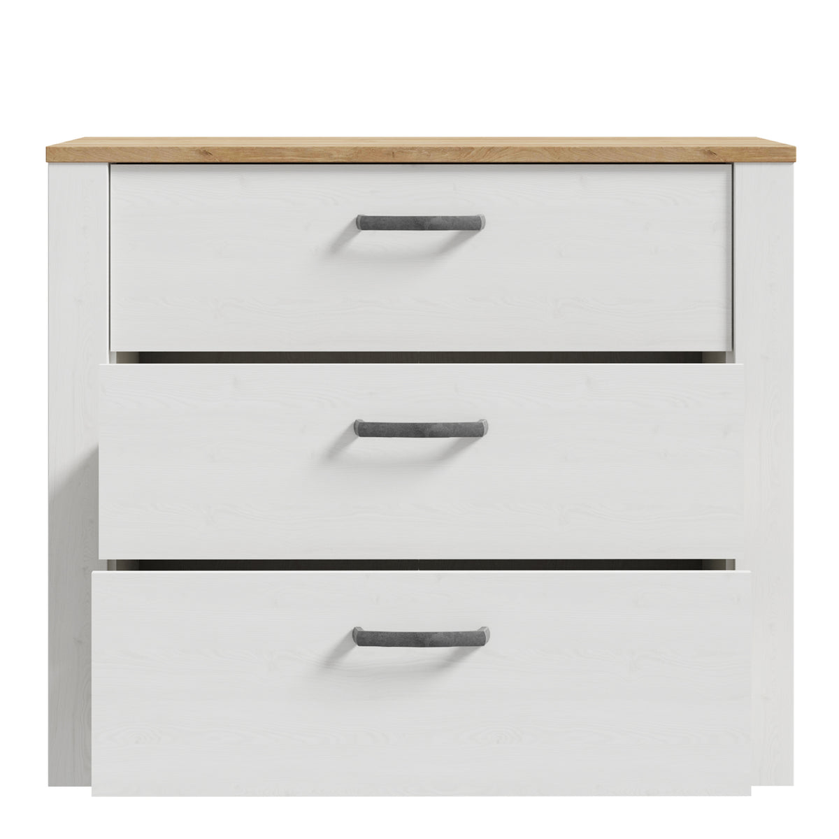 Bohol 3 Drawer Chest in White/Riviera Oak
