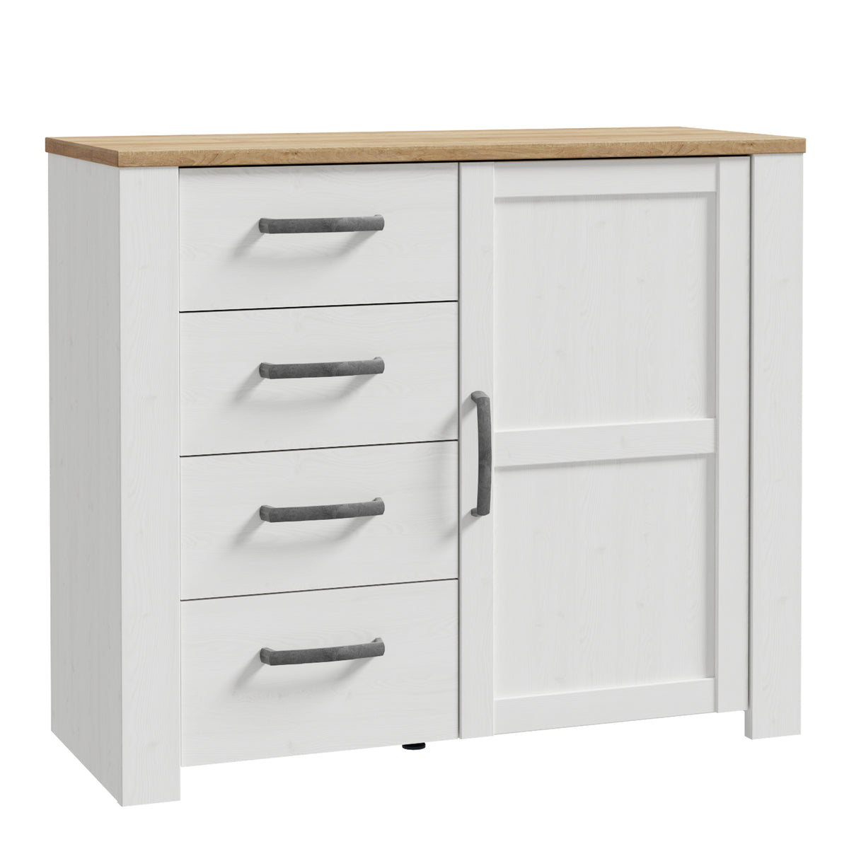 Bohol 1 Door 4 Drawer Chest in White/Riviera Oak