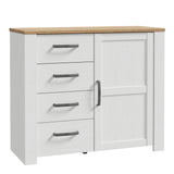 Bohol 1 Door 4 Drawer Chest in White/Riviera Oak