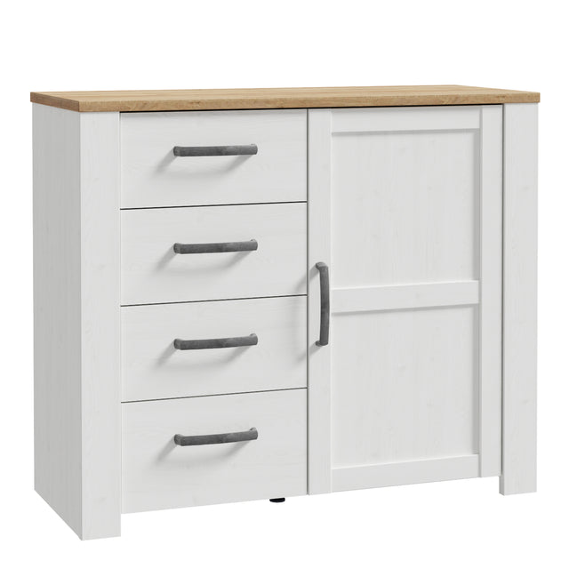 Bohol 1 Door 4 Drawer Chest in White/Riviera Oak