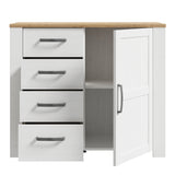 Bohol 1 Door 4 Drawer Chest in White/Riviera Oak