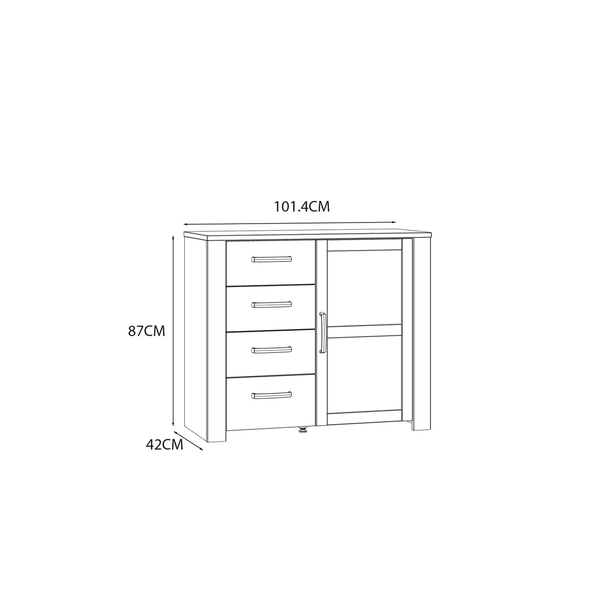 Bohol 1 Door 4 Drawer Chest in White/Riviera Oak