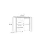 Bohol 1 Door 4 Drawer Chest in White/Riviera Oak