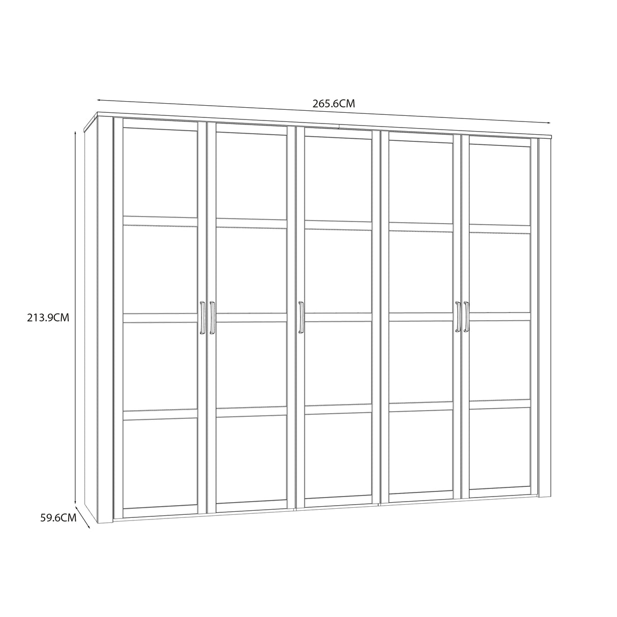 Bohol 5 Door Wardrobe in White/Riviera Oak