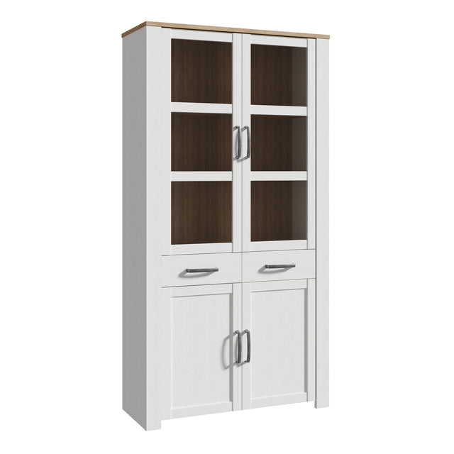 Bohol Display Cabinet 4 Door 1 Drawer in Oak/Riviera Oak