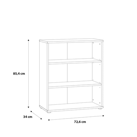 Essential Low Wide 2 Shelf Bookcase in Vintage Oak