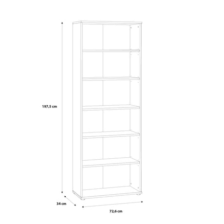 Essential Wide 5 Shelf Bookcase in Vintage Oak