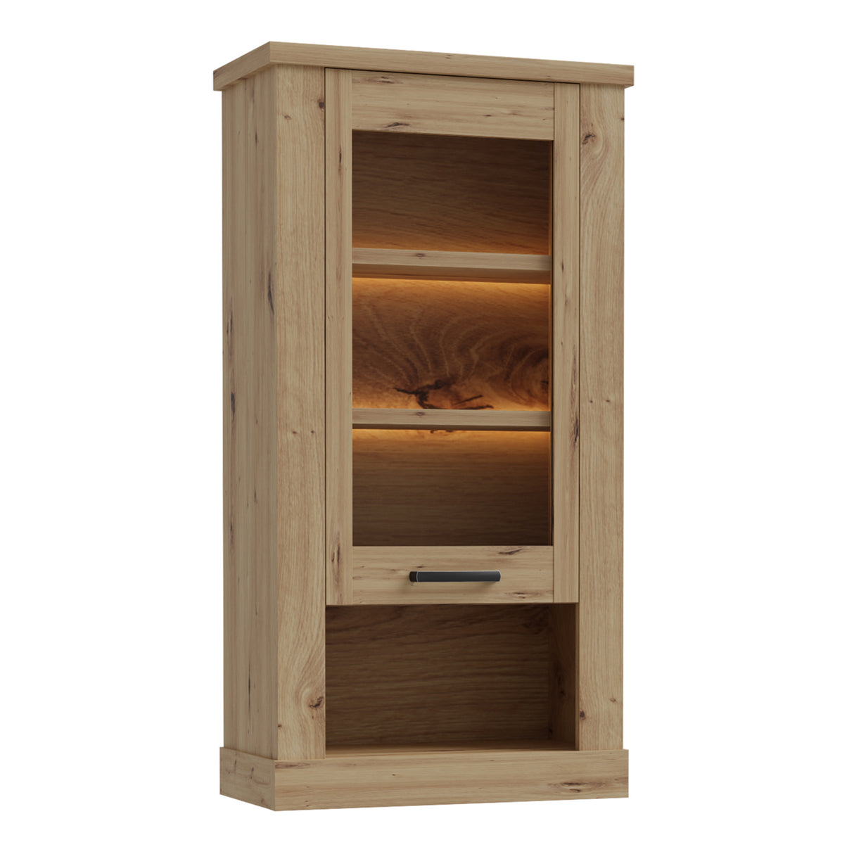 Corona 1 Door Wall Display Cabinet in Artisan Oak