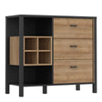 High Rock 3 Drawer Display Chest in Matt Black/Riviera Oak