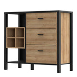 High Rock 3 Drawer Display Chest in Matt Black/Riviera Oak