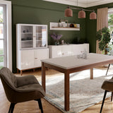 Wensley Display Cabinet with 2 Doors and 2 Glass Doors in Light Grey and Oak inc LED Lighting
