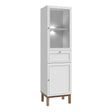 Wensley Display Cabinet with 1 Door 1 Drawer and  1 Glass Door in Light Grey and Oak inc LED Lighting