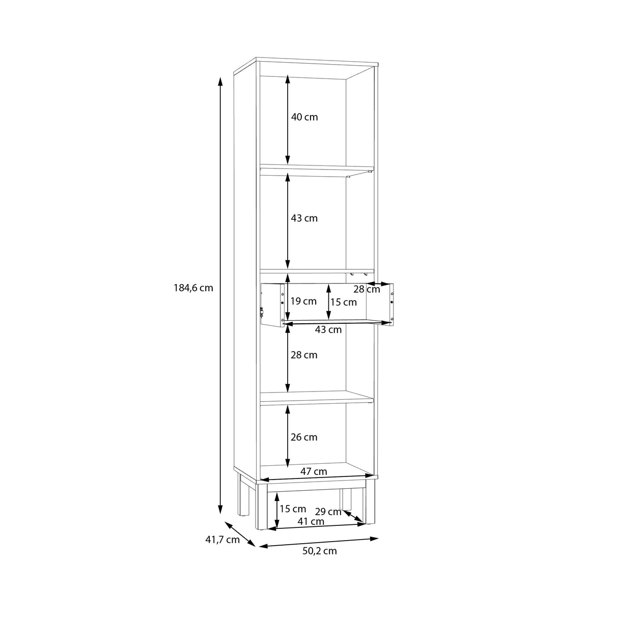 Wensley Display Cabinet with 1 Door 1 Drawer and  1 Glass Door in Light Grey and Oak inc LED Lighting