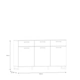 Sali 3 Door 3 Drawer Chest in Light Grey