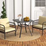 32 Inch Patio Dining Table Metal Square Table for Dining with 4 Curved Legs-Gray