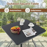 32 Inch Patio Dining Table Metal Square Table for Dining with 4 Curved Legs-Gray