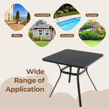 32 Inch Patio Dining Table Metal Square Table for Dining with 4 Curved Legs-Gray