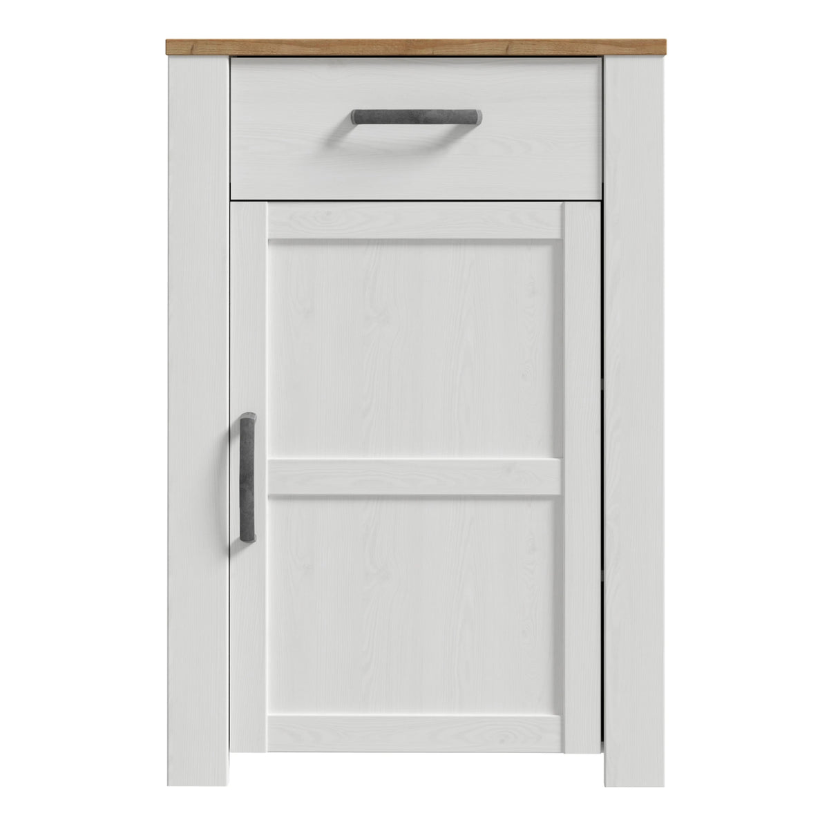 Bohol 1 Door 1 Drawer Shoe Cabinet in White/Riviera Oak