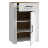 Bohol 1 Door 1 Drawer Shoe Cabinet in White/Riviera Oak