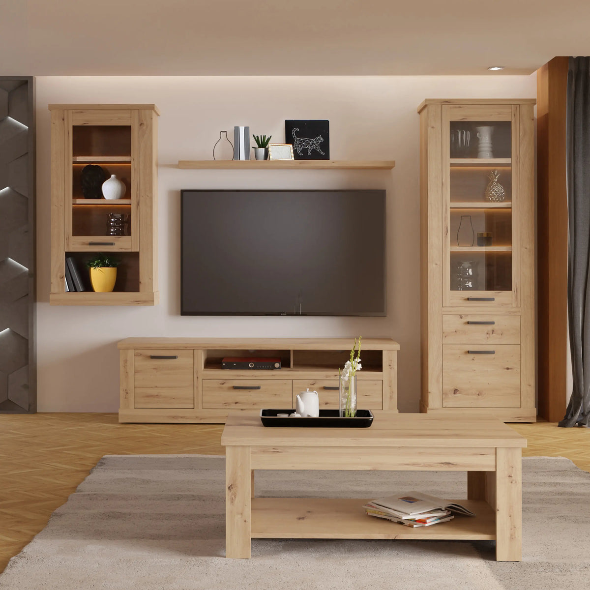 Corona 2 Drawer 1 Door TV Unit in Artisan Oak