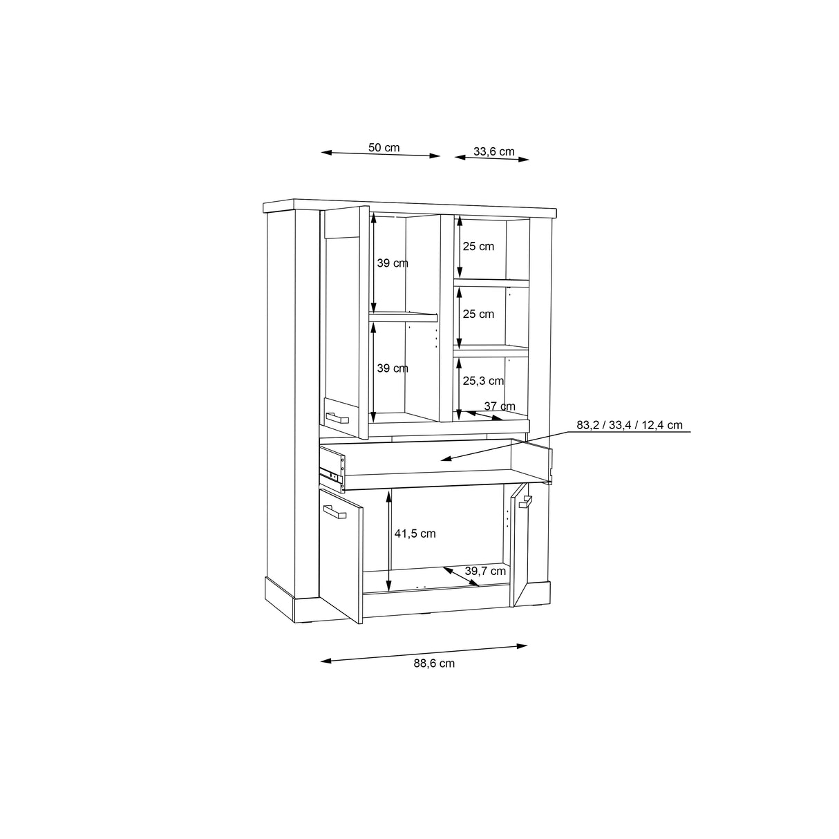 Corona 1 Door 1 Drawer 3 Shelve Display Cabinet in Artisan Oak