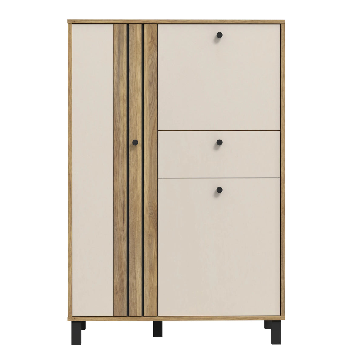 Grafton 3 Door 1 Drawer Cabinet In Cream and Oak