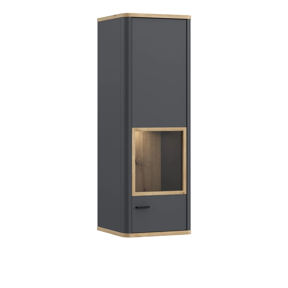 Klara Display Cabinet with 1 Glass Door in Grey and Oak inc LED Lighting